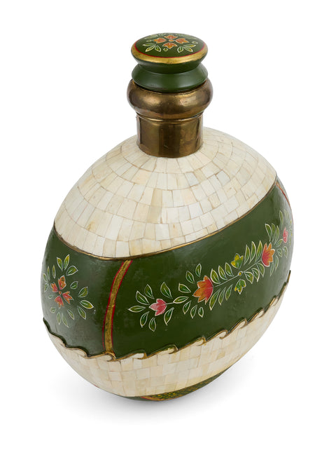 Green Hand Painted Bone Bottle