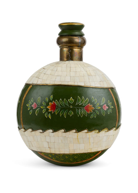 Green Hand Painted Bone Bottle