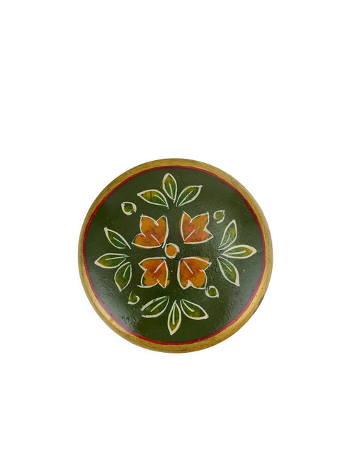 Green Hand Painted Bone Bottle