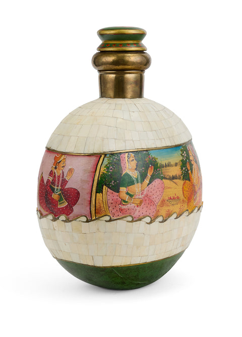 Hand Painted Bone Bottle with Human Figure