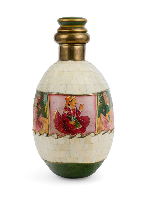 Hand Painted Bone Bottle with Human Figure