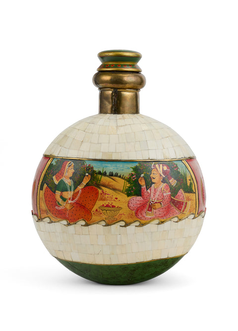 Hand Painted Bone Bottle with Human Figure
