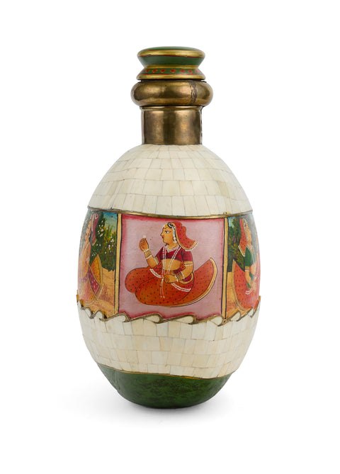 Hand Painted Bone Bottle with Human Figure