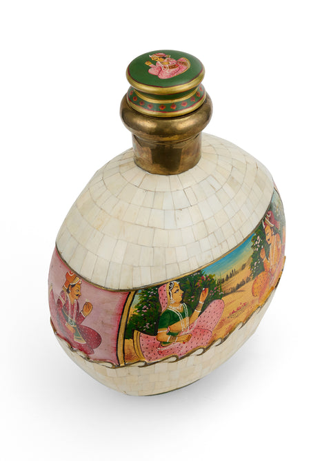 Hand Painted Bone Bottle with Human Figure
